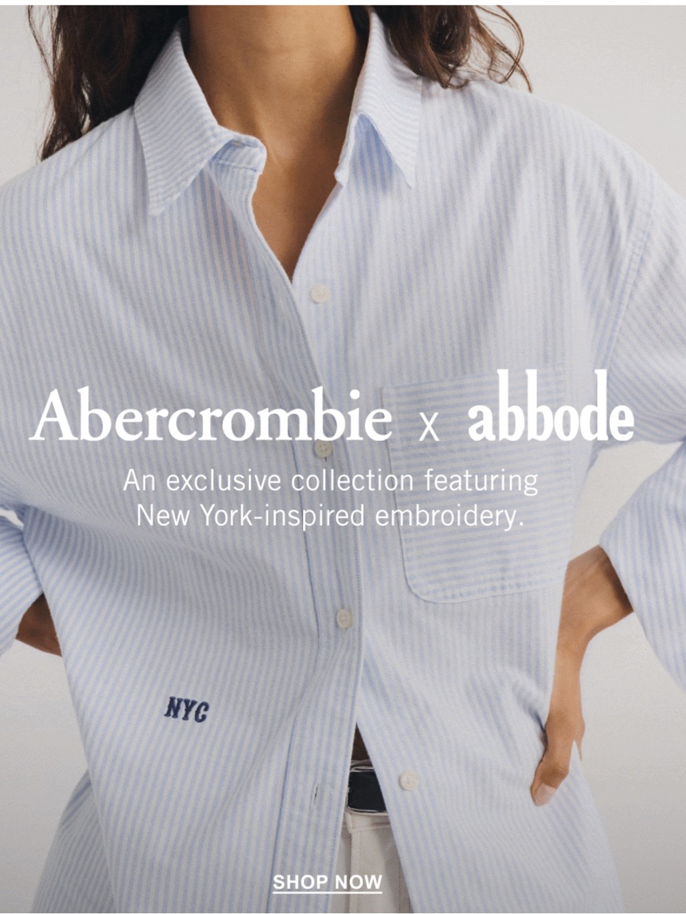 Abercrombie Abbode Oversized Embroidered Oxford Shirt Light Blue Stripe XXS